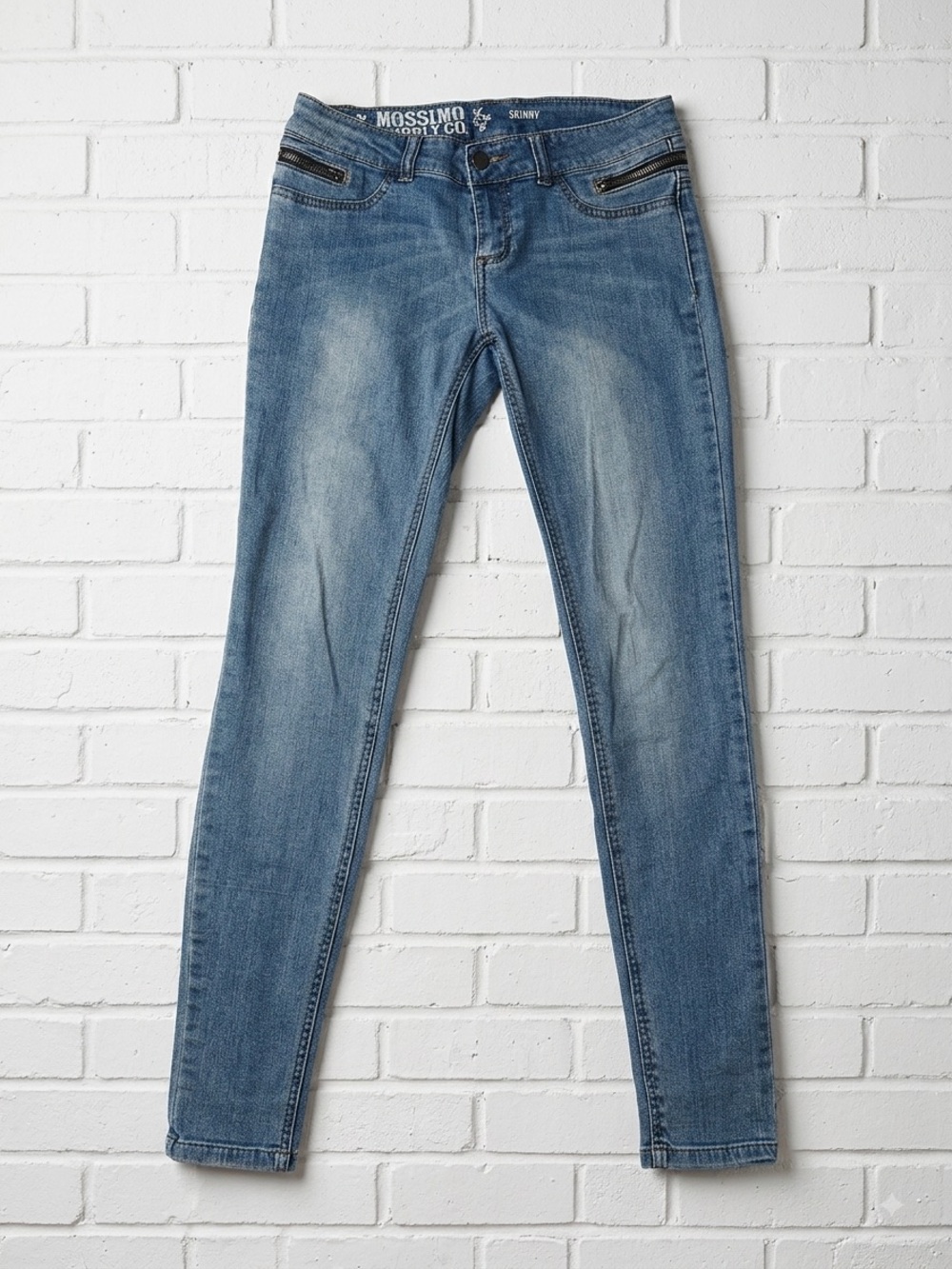 Vintage Mossimo Target slow Rise Skinny Jeans Light Wash Zip Accents SZ 5 14X30